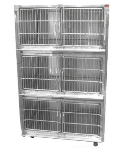 Stainless steel veterinary cage bank